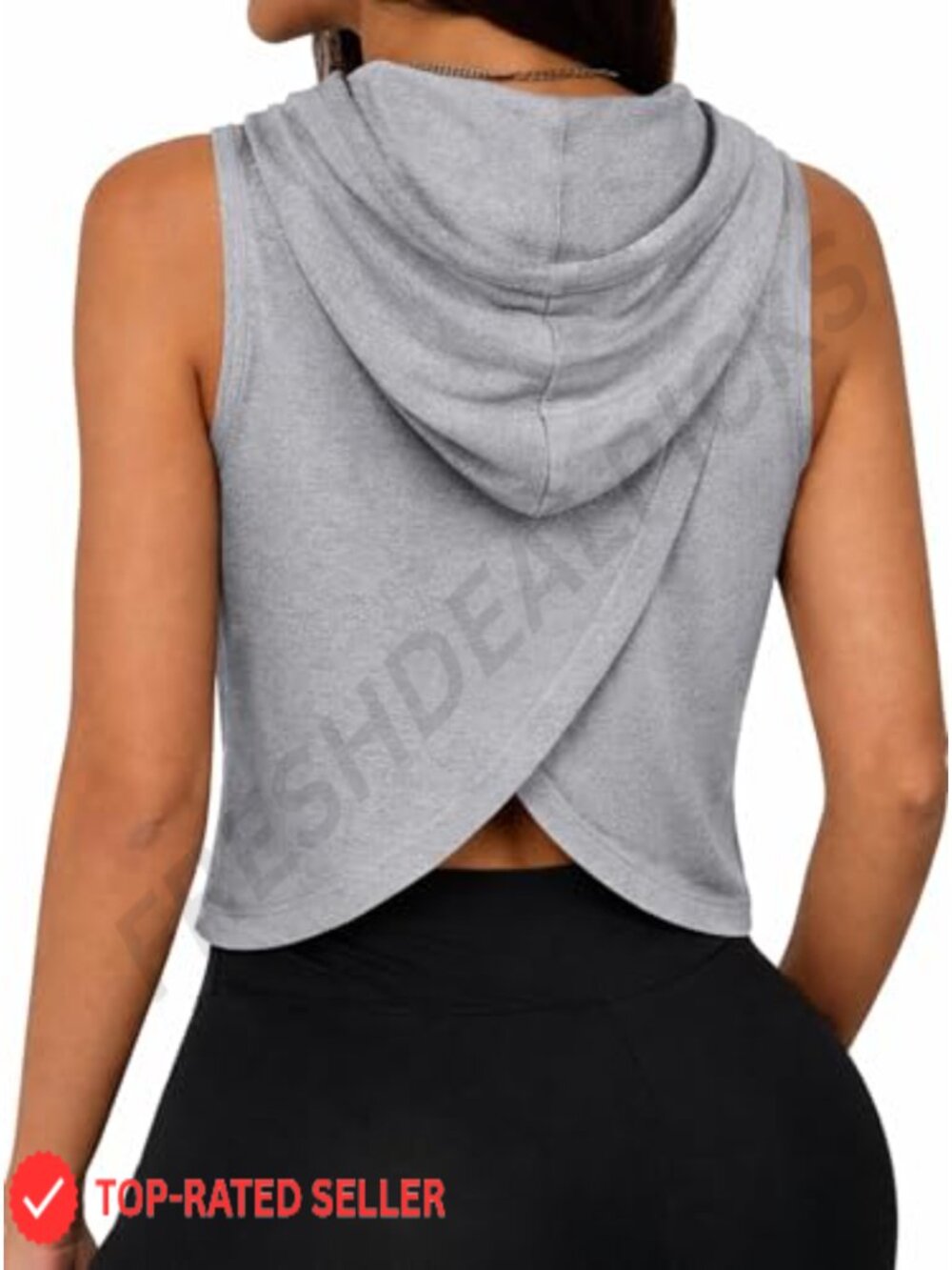 Open Back Sleeveless Cropped Hooded Tank Top Workout Yoga Shirt
